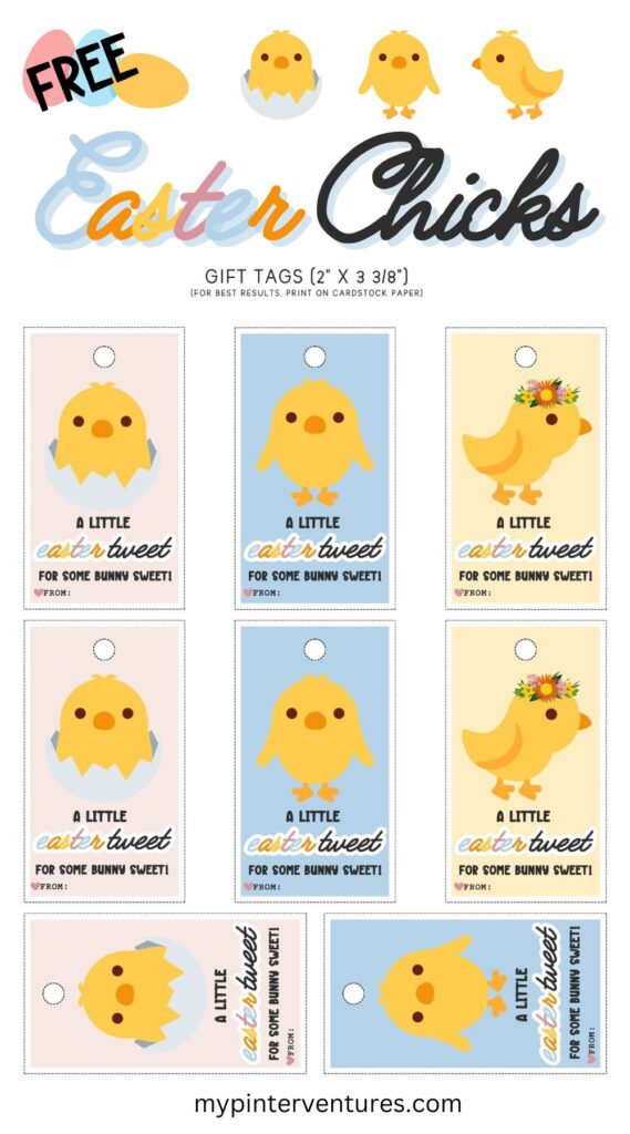 Free Easter Chicks Gift Tags. Instant digital download to 8 cute baby chick gift tags to add a special touch to your Easter gift. 