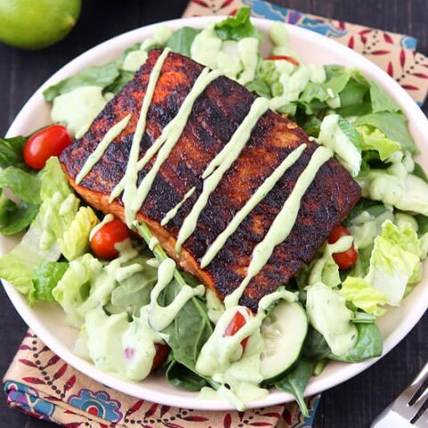 Image for Blackened Salmon Salad with Avocado Ranch Dressing