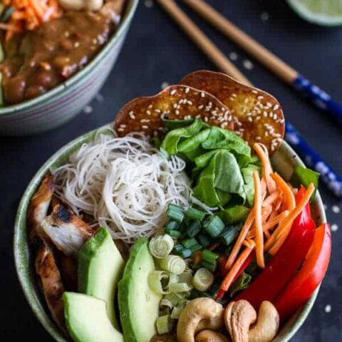 Image for Vietnamese Chicken, Avocado + Lemongrass Spring Roll Salad With Hoisin Crackers.