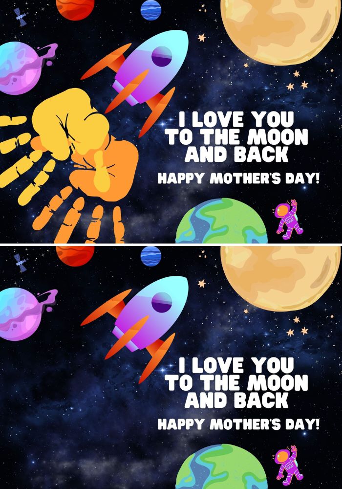 Mother's Day handprint art template - rocket design.
