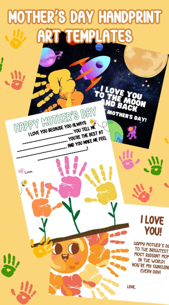 Mother's Day Handprint Art Templates. Celebrate your mom this Mother's Day with these creative and easy-to-use Mother's Day Handprint Art Templates. Use these templates to create a personalized and sentimental gift that your mom will cherish forever. #MothersDayGifts #DIYGifts #HandprintArt #SentimentalGifts #CraftIdeas
