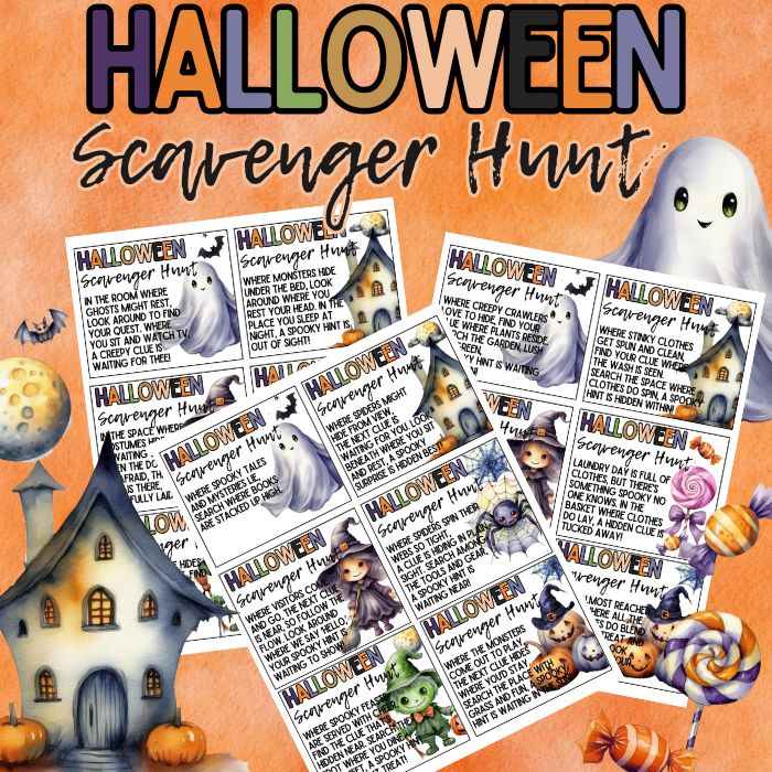 Halloween Scavenger Hunt Game Printable Cards