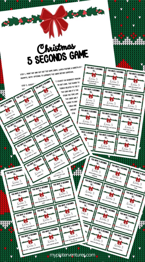 Printable Christmas 5 Seconds Game