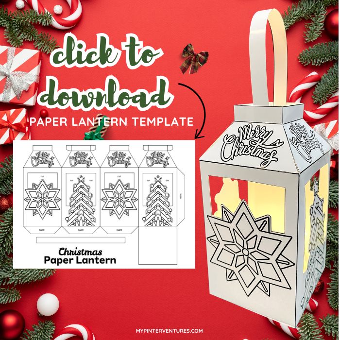 Christmas Paper Lantern template - Christmas tree and Snowflake 