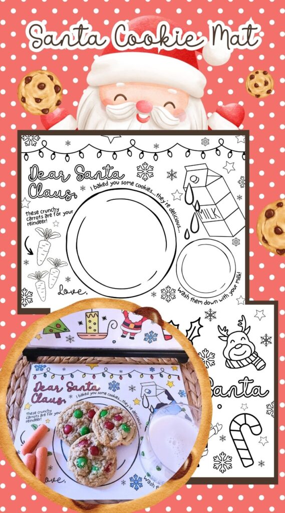 Printable Santa Cookie Mat and Santa Cookies Sign