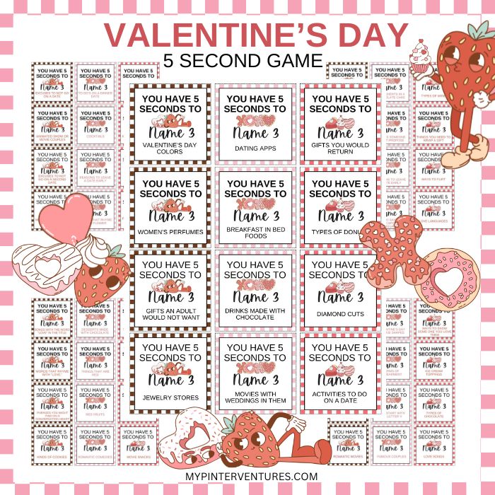 Valentine's Day 5 Seconds Game Printable Slider