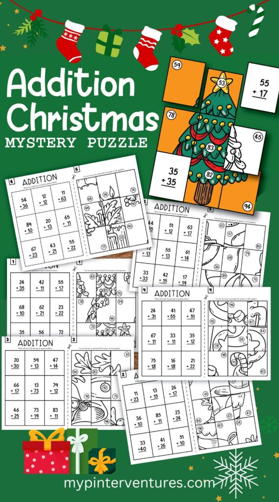 Mystery Christmas Puzzles - Addition Activity