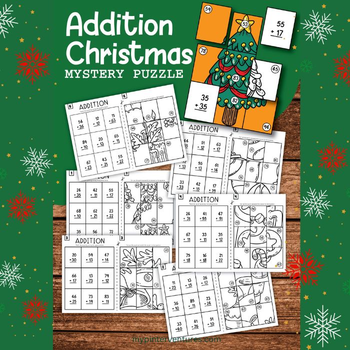 Mystery Christmas Puzzle - Addition Activity