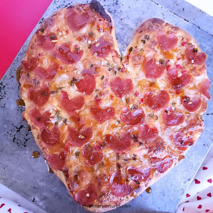 Easy Heart Pizza baked.