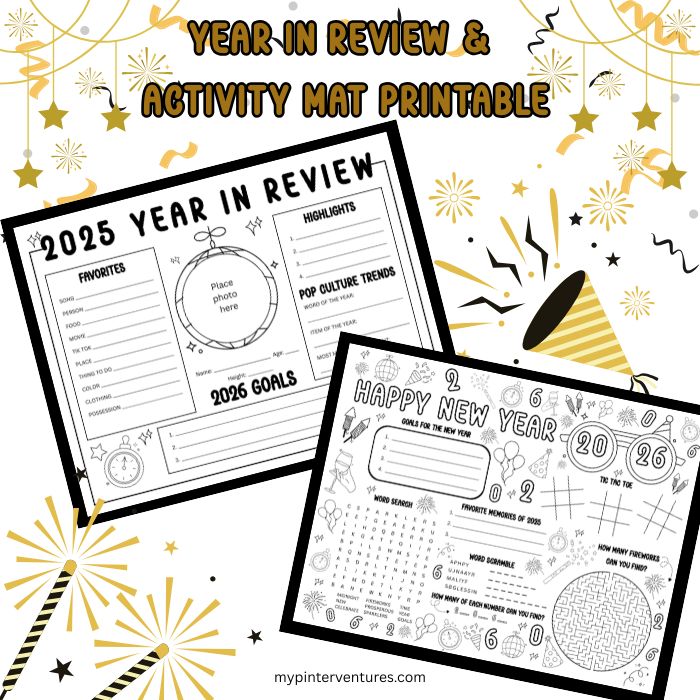 Year in Review Printable Activity Mat Slider